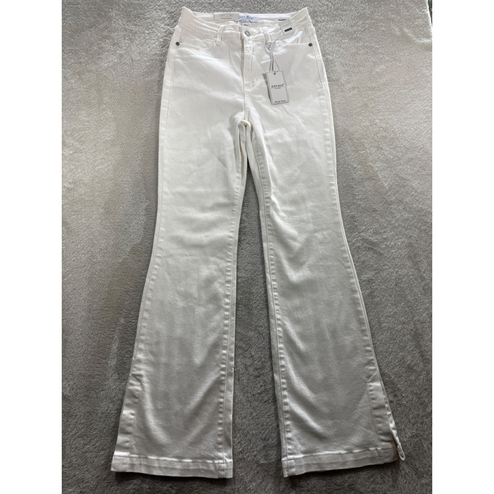 NWT Judy Blue Womens Slim Boot High Waist White Denim Jeans 5/27 Meas: 27x31